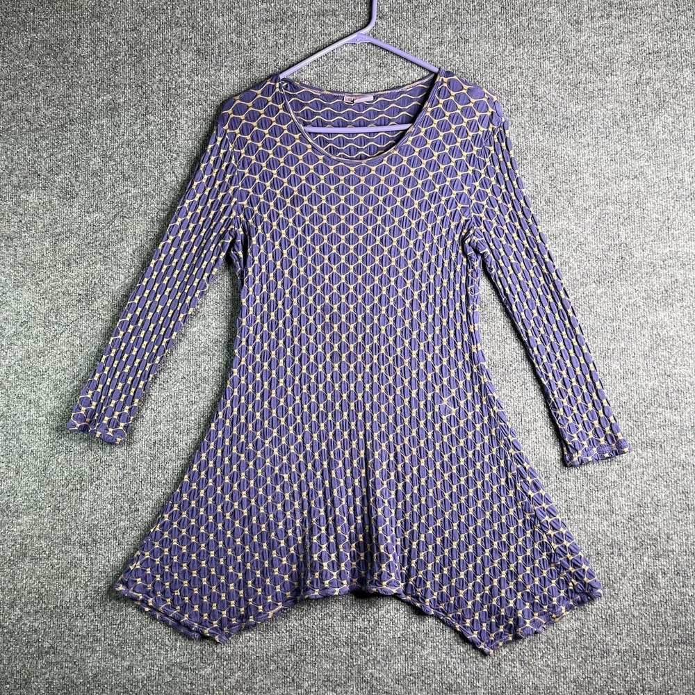 Tianello Top Tunic Womens Small Purple Long Sleeve Boho